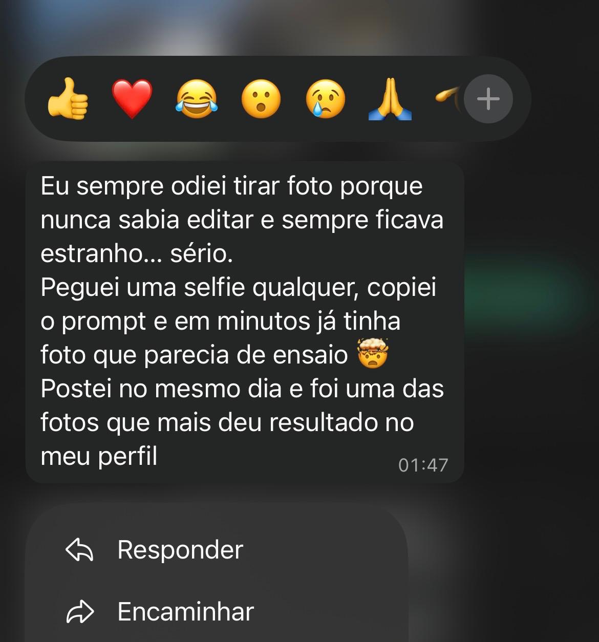 Depoimento: selfie transformada em foto de ensaio em minutos